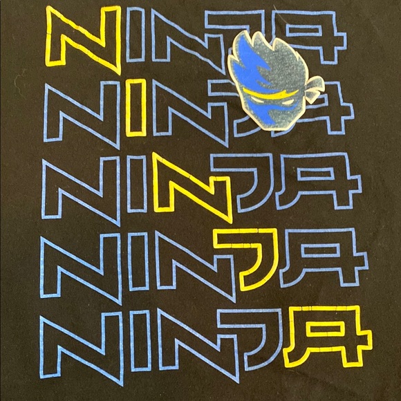 Ninja Gamer Youtuber Black Blue and Yellow Short Sleeved Graphic T-Shirt - Picture 2 of 4